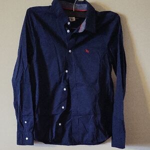 Boys Navy Blue  Button Down Long Sleeve Shirt. Great Condition